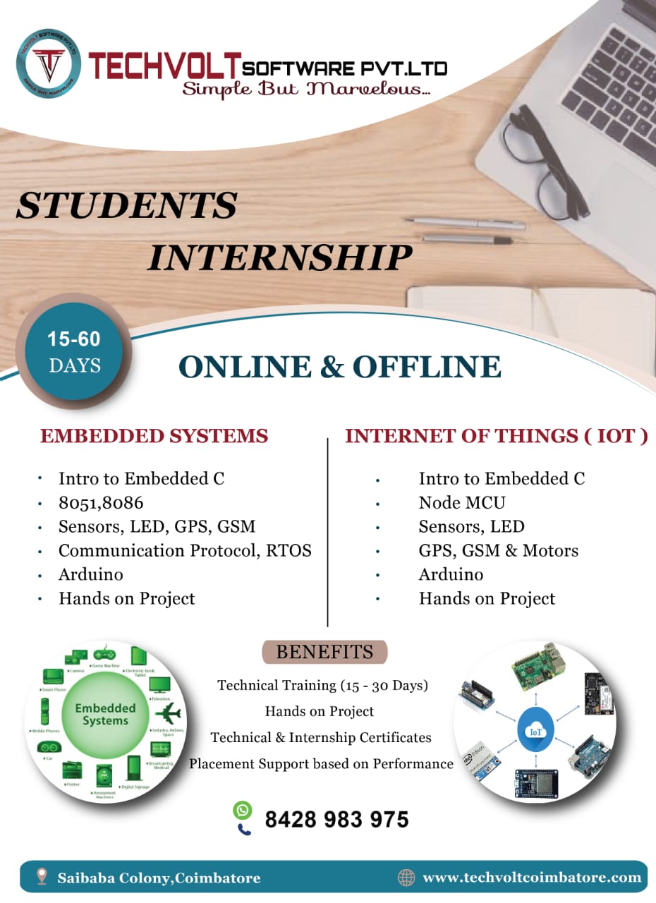 #INTERNSHIP|TRAINING| EMBEDDED SYSTEMS WITH IOT COIMBATORE